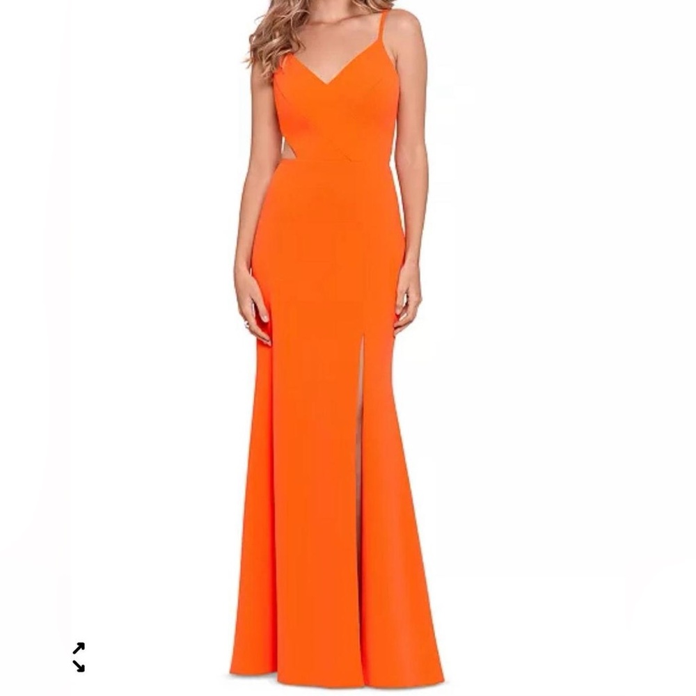 XSCAPE Side Cut-Out Orange Gown